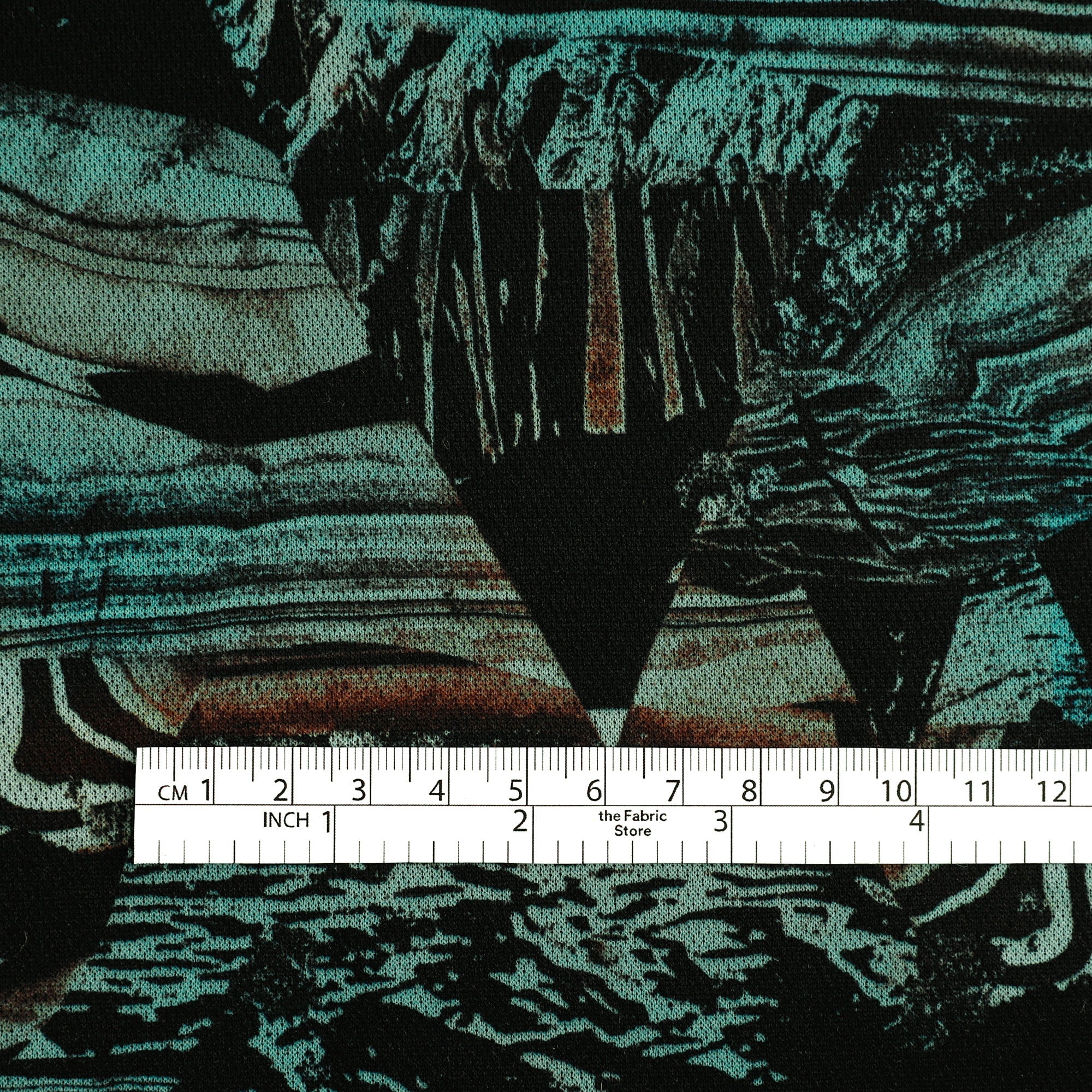 Strata Mountains Printed Poly / ZQ Merino - Jade