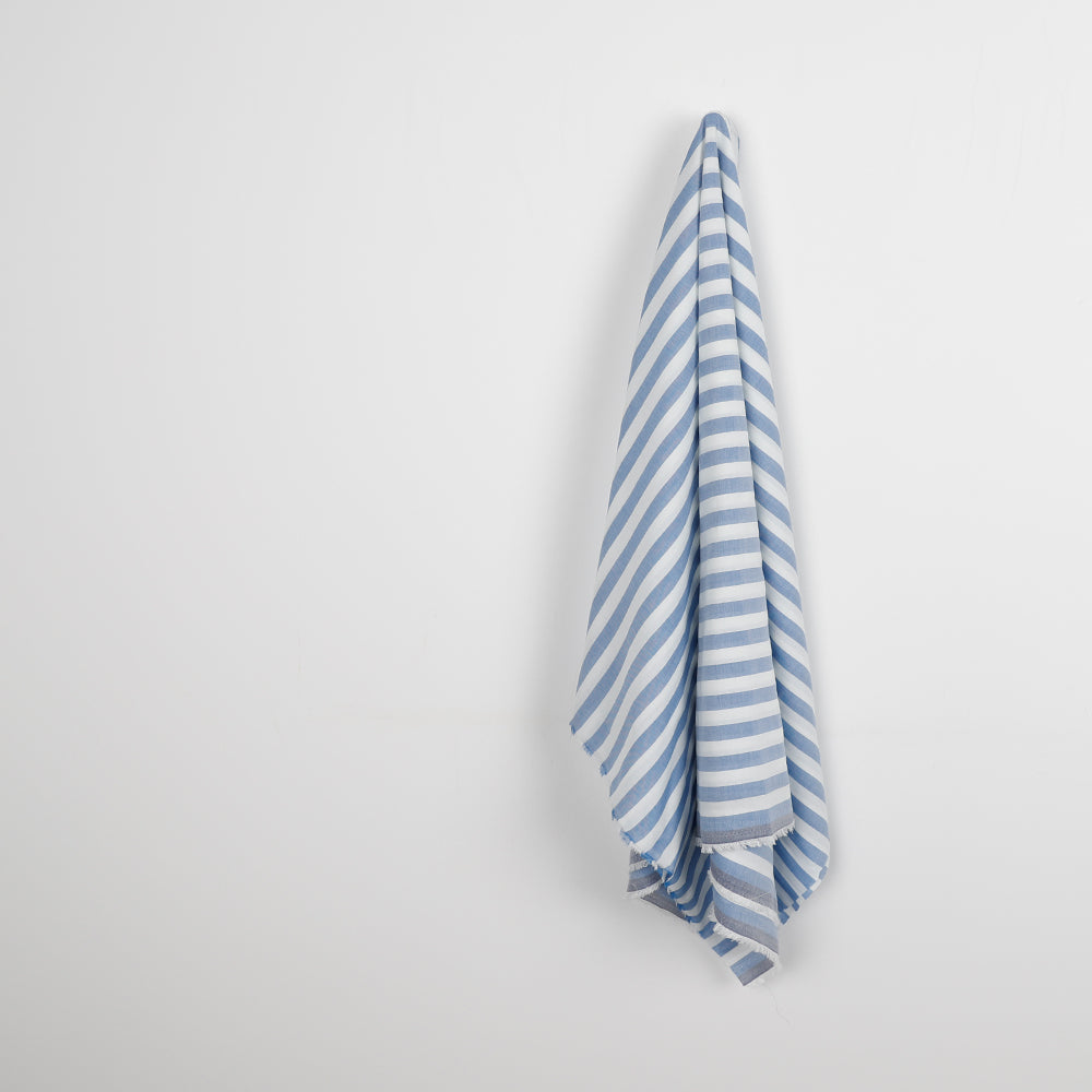 Lightweight Striped Cotton Oxford - Blue