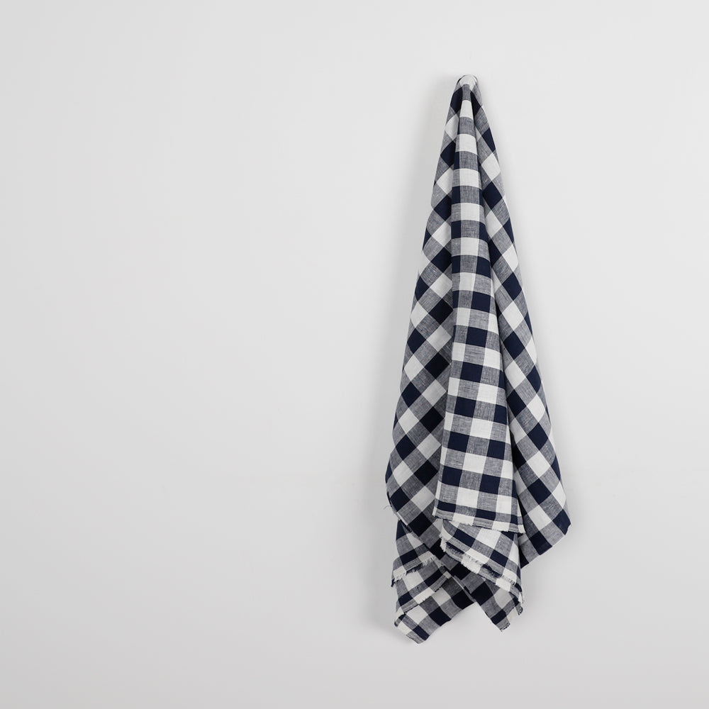 Bold Gingham Linen - Navy