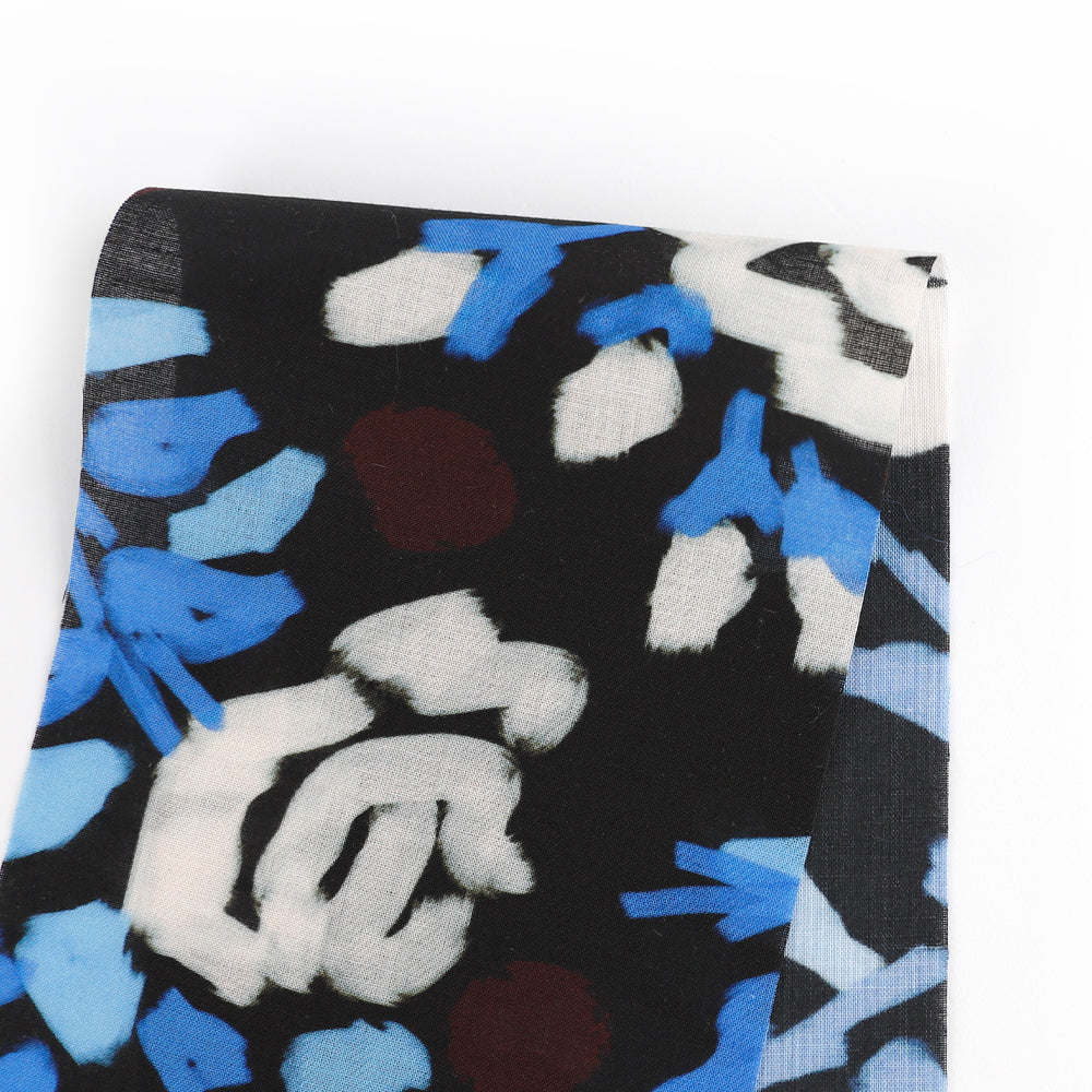 Painterly Rose Cotton Voile - Cornflower