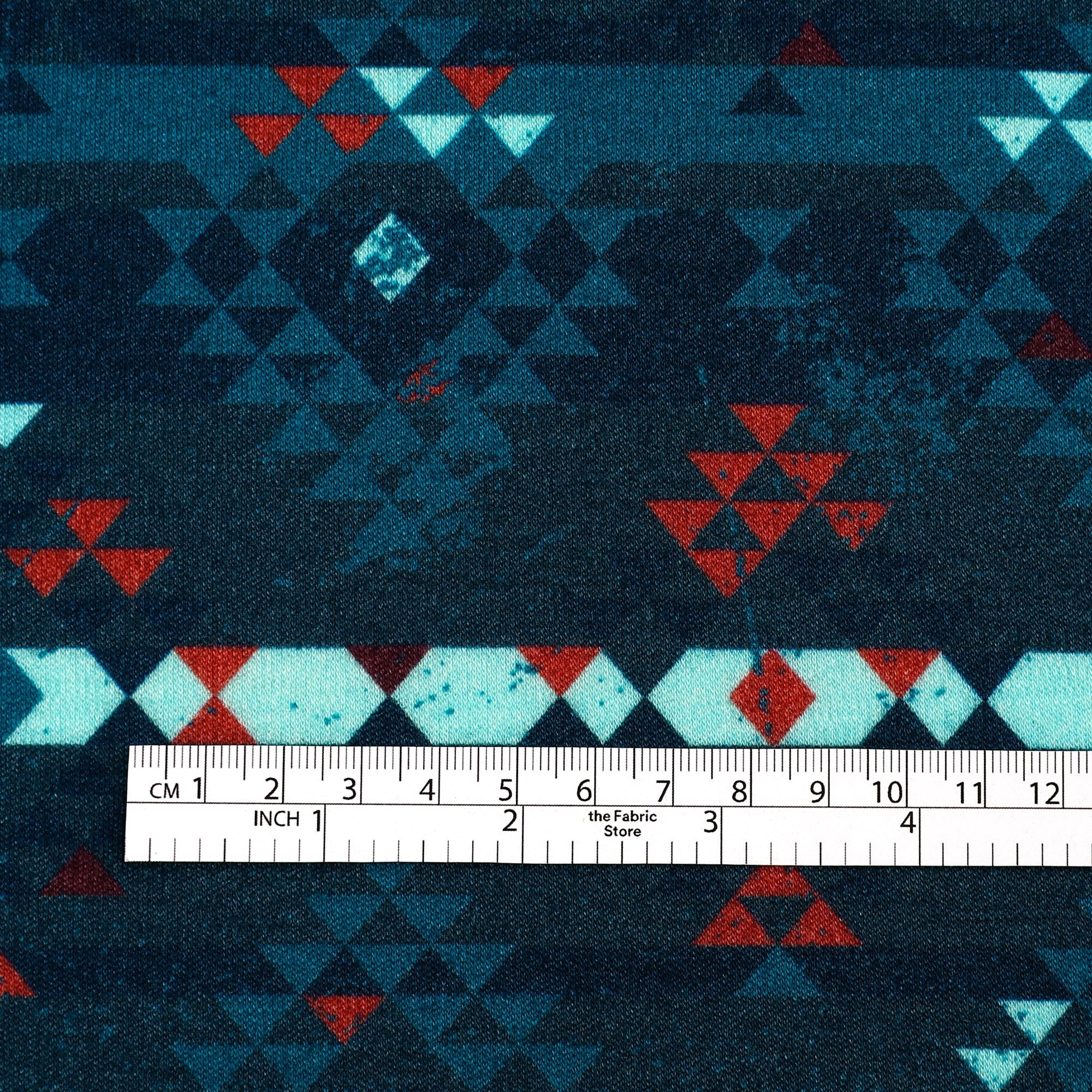 Striped Diamonds Printed Merino - Teal Mix
